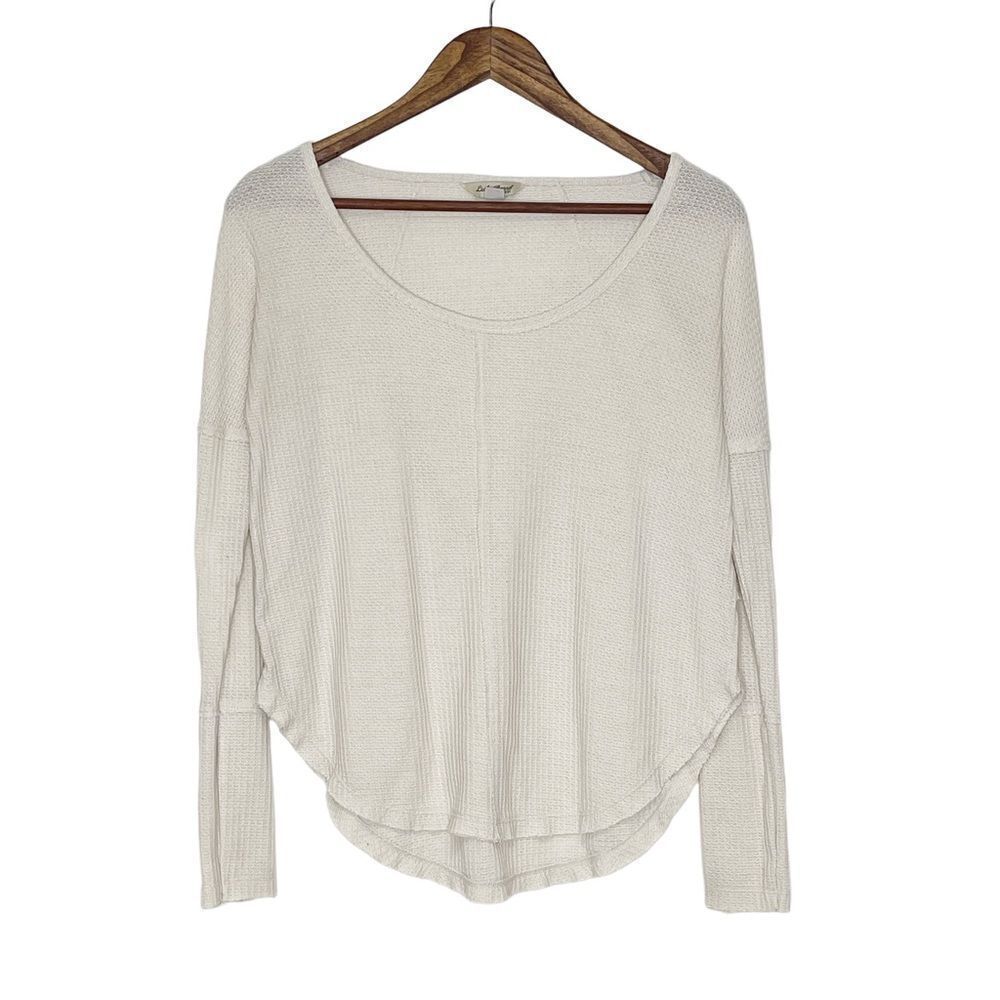 Lucky Brand Waffle Knit Button Cuff Thermal Top Extra Small
